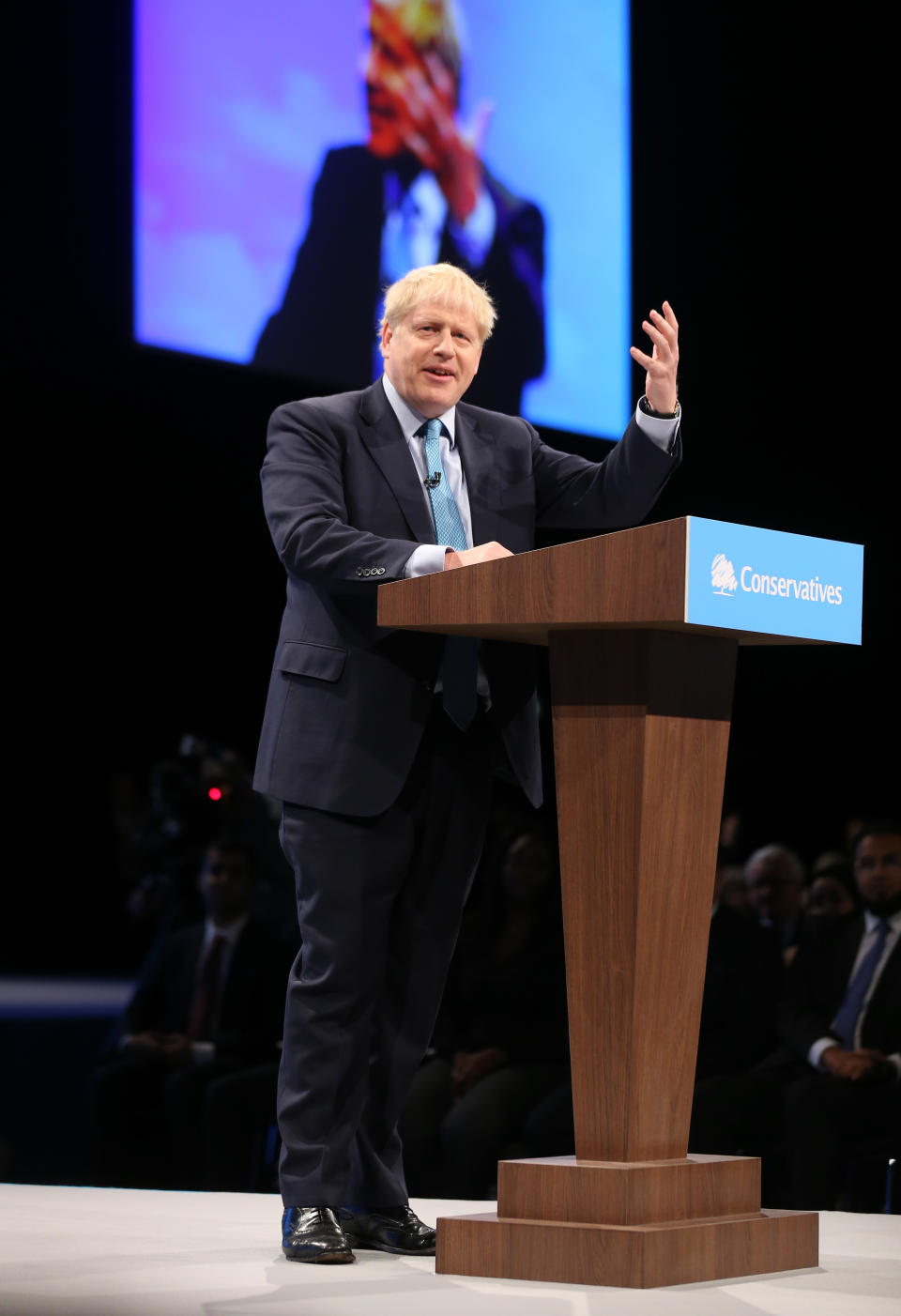 Prime Minister Boris Johnson delivering his keynote speech on the final day of the Conservative Party Conference being held at the Manchester Convention Centre. Picture dated: Wednesday October 2, 2019. Photo credit should read: Isabel Infantes / EMPICS Entertainment.