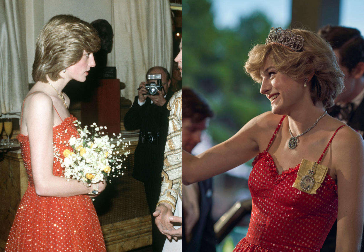 Diana's red polka dot dress both in real life and on-screen