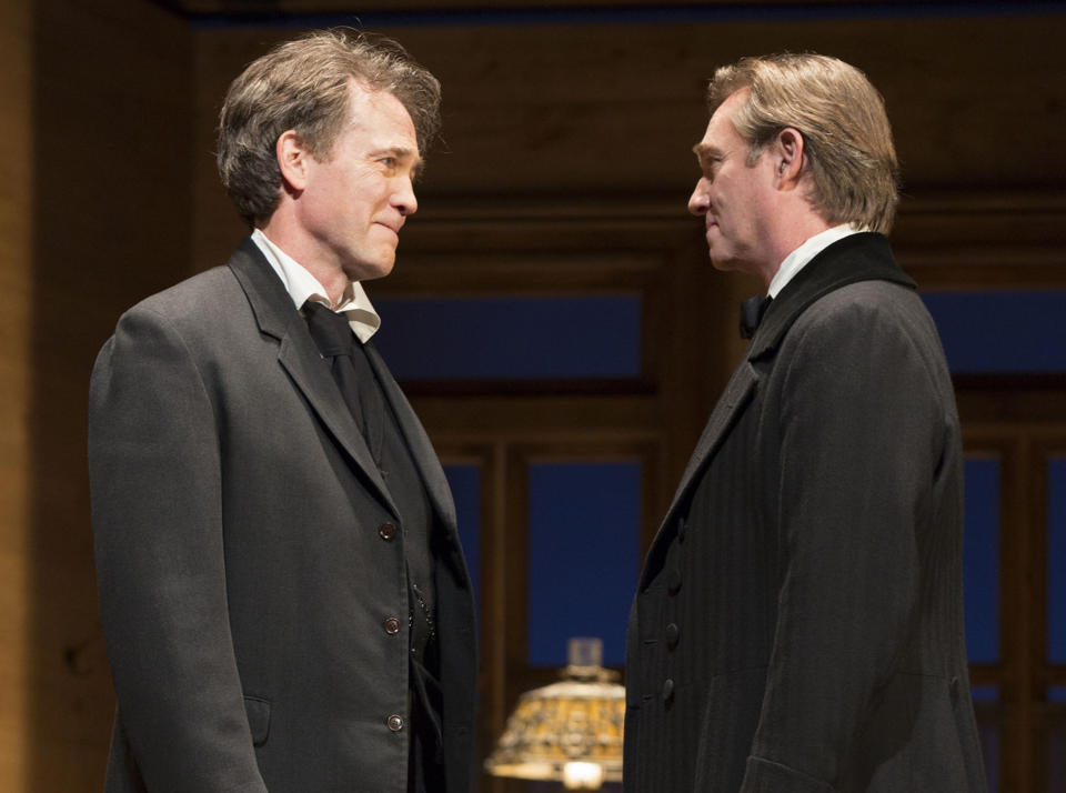 This undated theater image released by Boneau/Bryan-Brown shows Boyd Gaines, left, and Richard Thomas in a scene from the Broadway play, "An Enemy of the People," performing at MTC's Samuel J. Friedman Theatre in New York. (AP Photo/Boneau/Bryan-Brown, Joan Marcus)