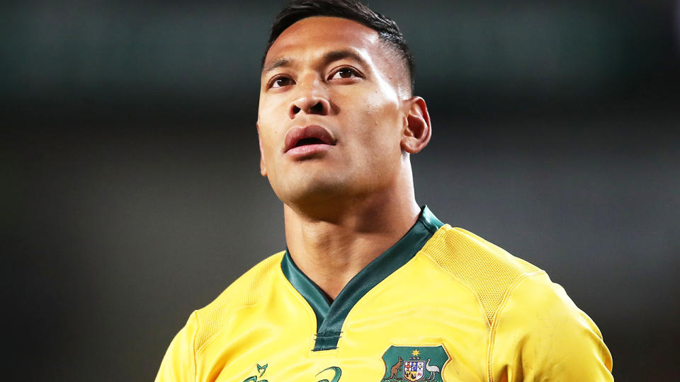 Israel Folau, pictured here in action for the Wallabies in 2018.