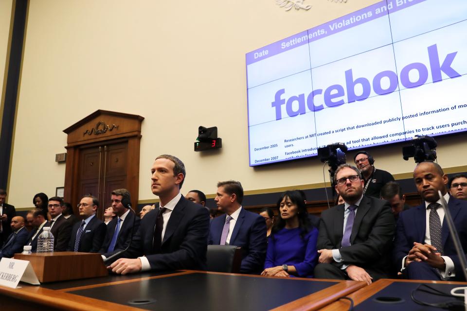 Facebook CEO Mark Zuckerberg testifies before the House Financial Services Committee on Oct. 23, 2019.