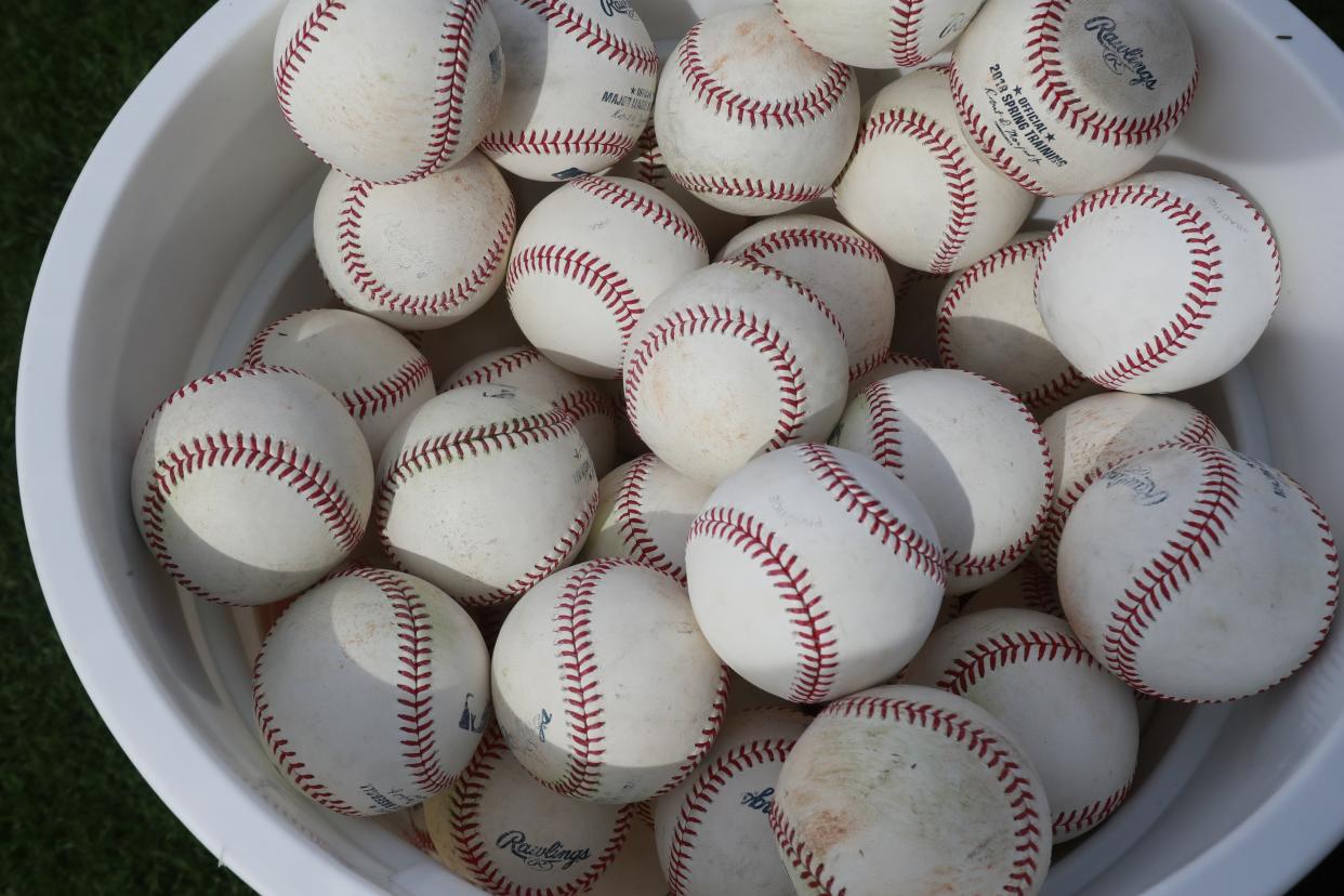 These spring training baseballs may not be air conditioned, but balls used in the majors in 2018 will all be stored in an air conditioned enclosed room. (AP Photo)