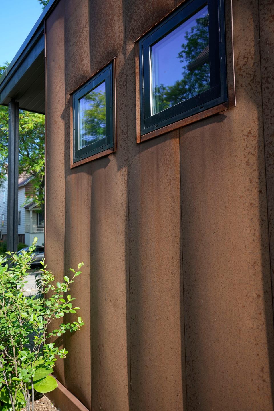 The siding on the Riverwest home of Juli Kaufmann and Mike Maschek siding is made from Cor-Ten steel, pictured on June 19, 2023.