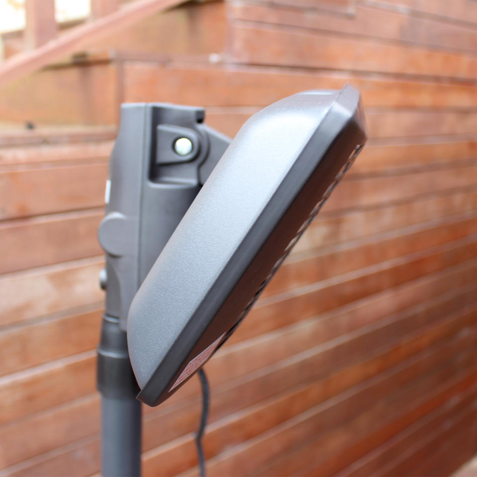 The Devola Core 2kW Freestanding Patio Heater head tilted downwards