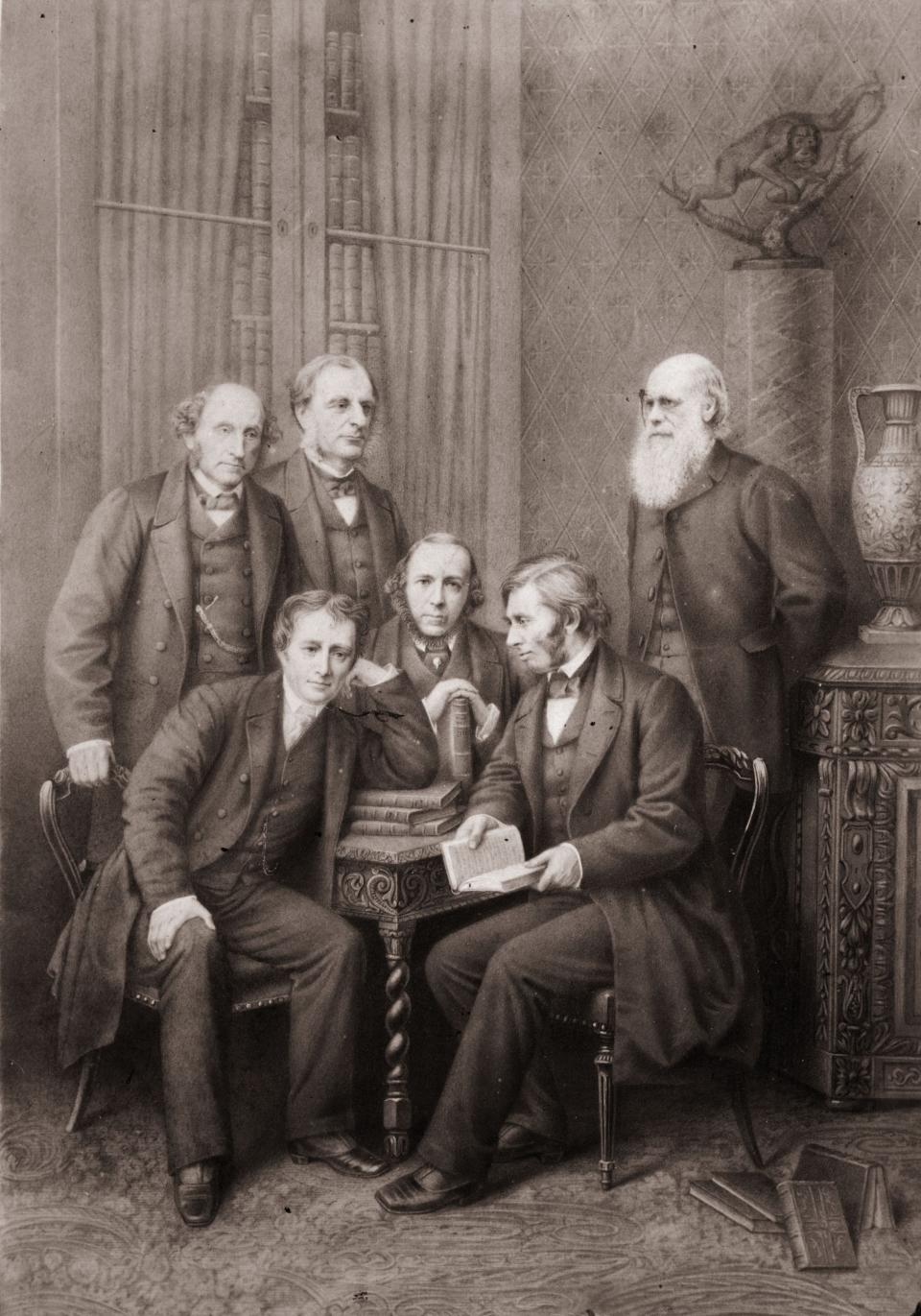 Herbert Spencer junto a otros pensadores