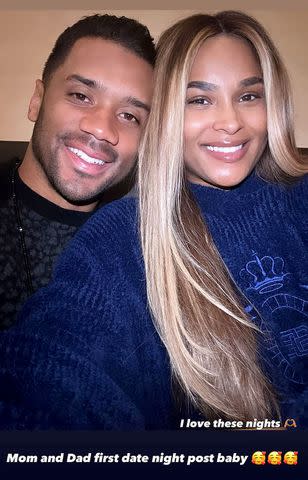 <p>Ciara/Instagram</p> Ciara posts a photo from her "first date night" with husband Russell Wilson since the arrival of their daughter Amora on Dec. 11.