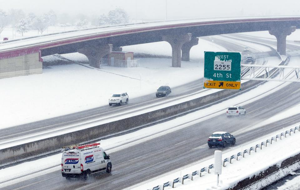 Cars drive along Marsha Sharp Freeway, Tuesday, Jan. 24, 2023. 