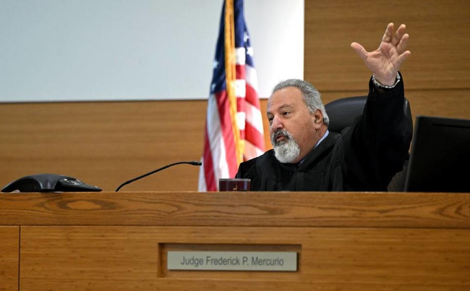 Judge Frederick Mercurio addresses the court Wednesday morning for a 2nd degree murder trial. Shamar Johnson appeared in court at the Manatee County Judicial Center for the 2021 shooting that killed Cecil Richardson. Tiffany Tompkins/ttompkins@bradenton.com