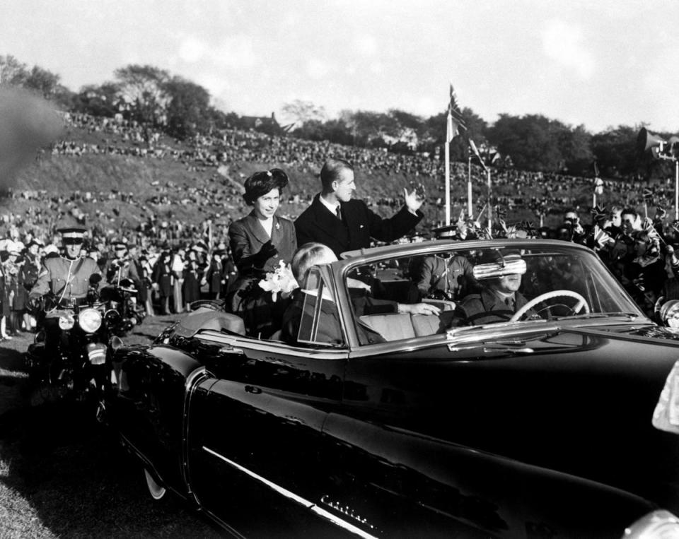 1951: Princess Elizabeth and the Duke of Edinburgh at Riverdale Park, Toronto, during their tour of Canada (PA)