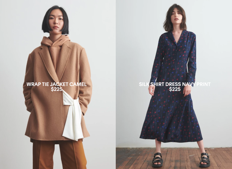 A women's jacket and dress from Thakoon Panichgul's new direct-to-consumer fashion line "Thakoon." Each item in the line costs under $225 USD. 