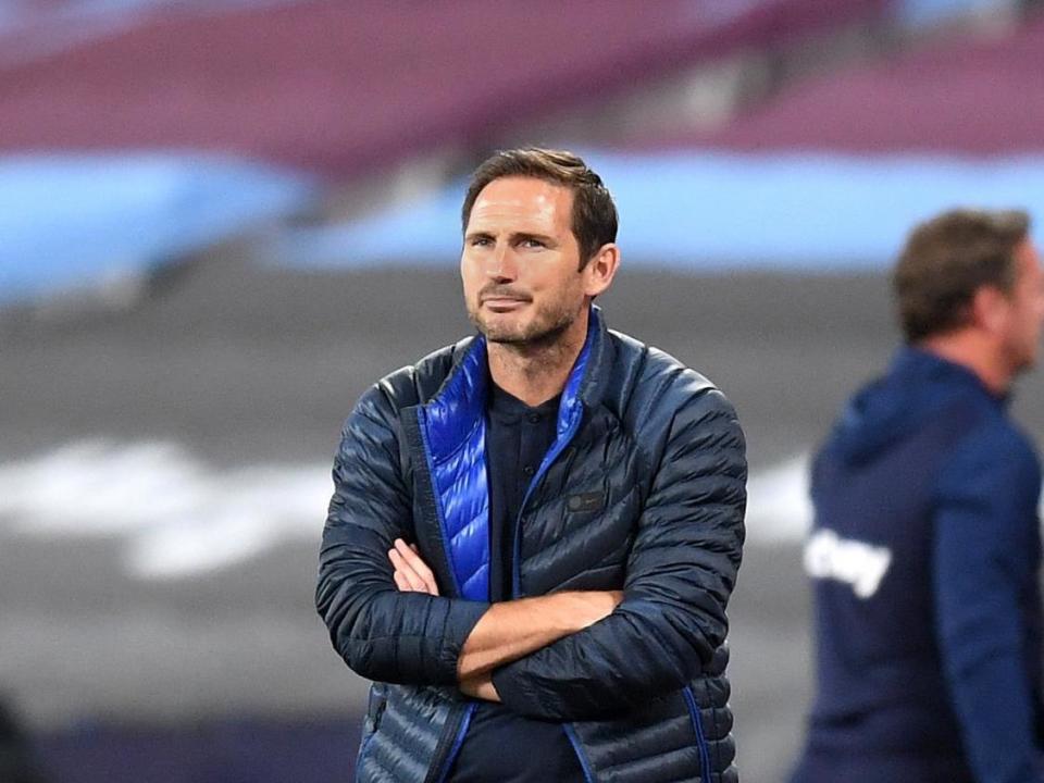 Lampard looks on frustrated at the London Stadium: Getty