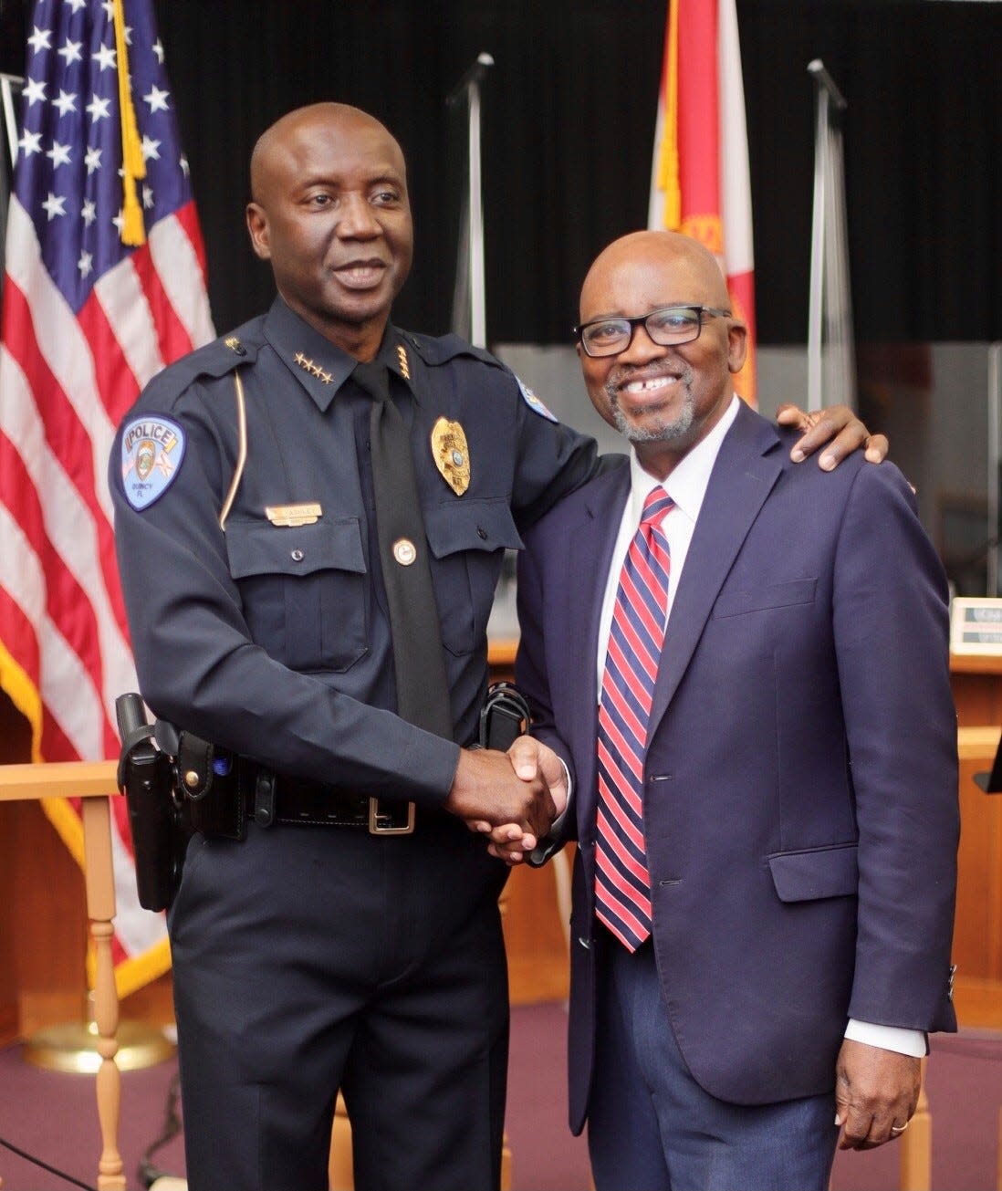 Quincy City Manager Jack McLean Jr. and Quincy Police Chief Timothy Ashley.