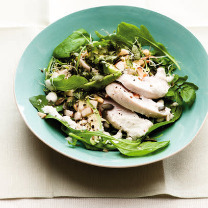 Super Greens Salad with Chicken recipe, 'Nourish, The Cancer Care Book', by Penny Brohn