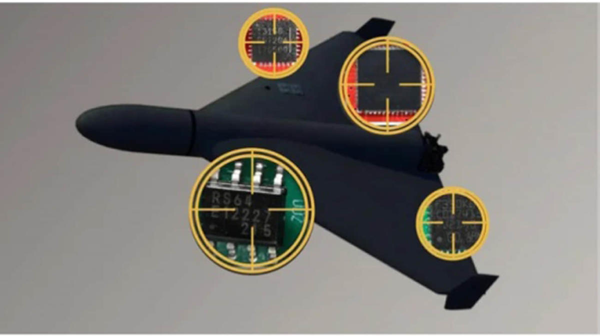 In einer schwarzen russischen Shahid-Drohne wurden Komponenten aus den USA, China und der Schweiz entdeckt