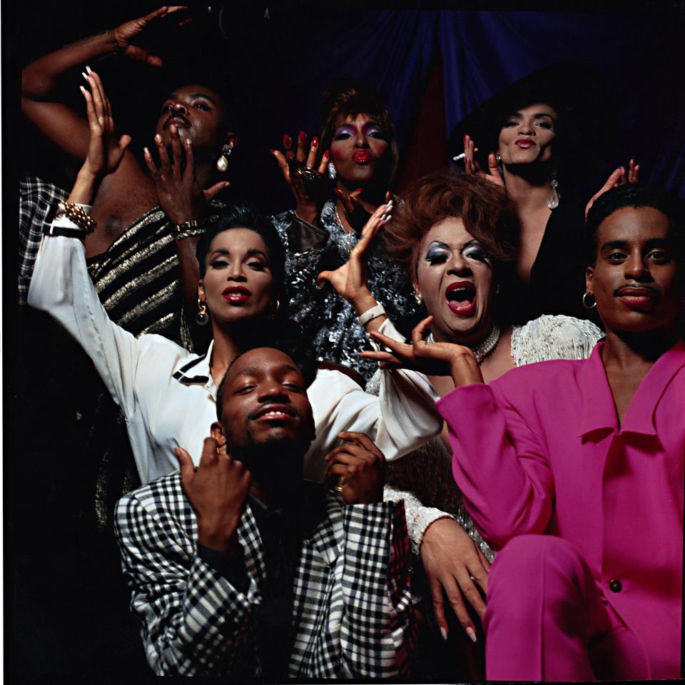 A poster shoot group photo from 1991 with the cast of Jennie Livingston's "Paris is Burning."