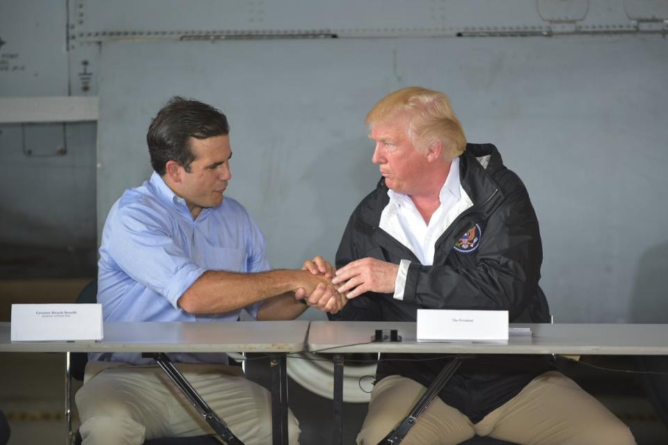 Trump and Rossello met in Puerto Rico on October 3, 2017 (AFP via Getty Images)