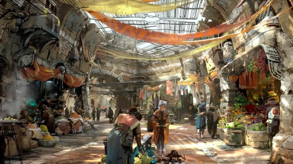 <p>A busy marketplace filled with scoundrels, smugglers, droids, and tourists from all corners of the galaxy. (Credit: Disney Parks/Lucasfilm) </p>