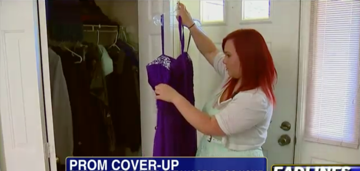 This teen was forced to cover up with a shawl when she wore this to her prom in 2013. Photo: Fox News