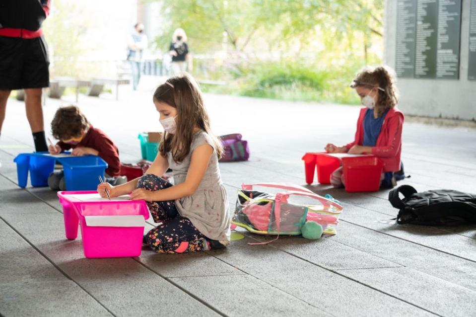 Oct. 21: Students from PS 11 elementary school in New York City participate in outdoor learning on The High Line park. (Getty Images)