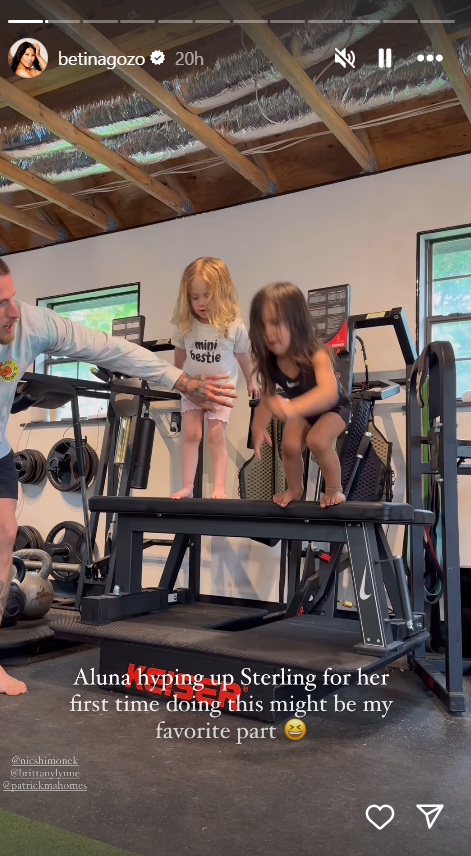 Betina Gozo Shimonek and Brittany Mahomes' daughters at the gym.