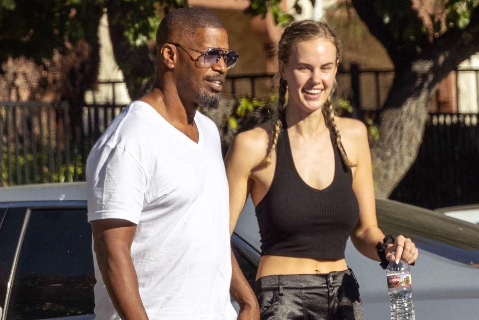 <p>BACKGRID</p> Jamie Foxx and Alyce Huckstepp in Los Angeles on Oct. 17, 2023