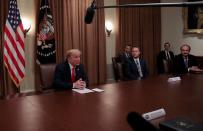 U.S. President Trump meets with industry executives on the coronavirus response at the White House in Washington