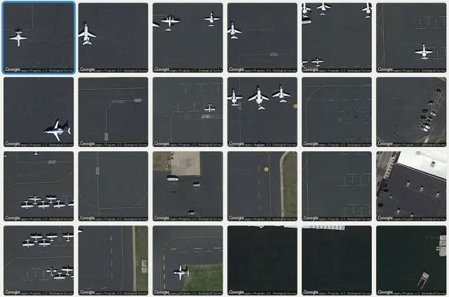 Satellite images of jet planes on the tarmac