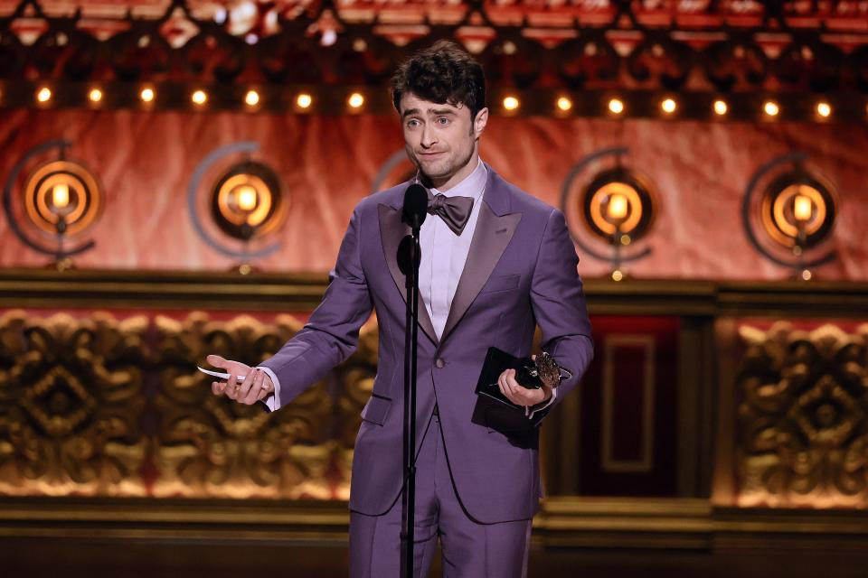 Daniel Radcliffe accepts the Best Performance by an Actor at the 77th Annual Tony Awards at David H. Koch Theater at Lincoln Center on June 16, 2024 in New York City.