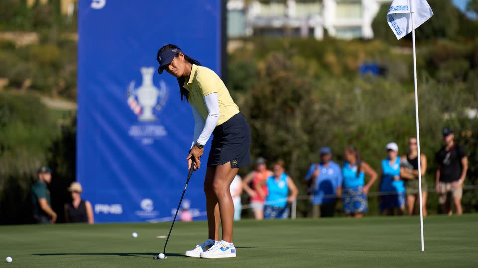 Boutier playing a shot in The Solheim Cup practice on September 19 in Casares, Spain. - Angel Martinez/Getty Images