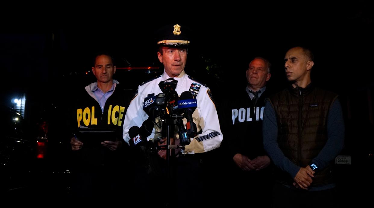 Providence's police chief, Col. Hugh T. Clements Jr., leads a briefing in May 2021 on a mass shooting in the city's Washington Park neighborhood. An adherent of community policing, he'll now lead the Justice Department's programs in that practice.