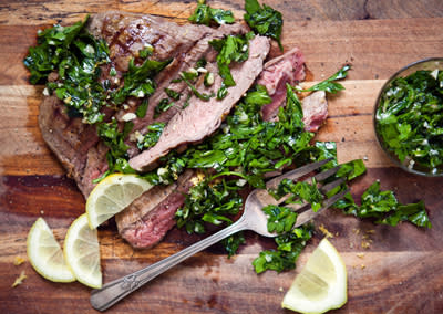 Grilled Skirt Steak with Herb Salsa Verde