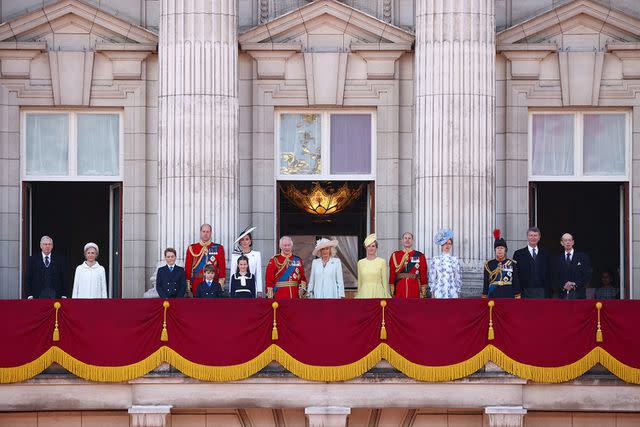 <p>HENRY NICHOLLS/AFP via Getty</p> Princess Anne (third from right) with the royals at Trooping the Colour on June 15, 2024