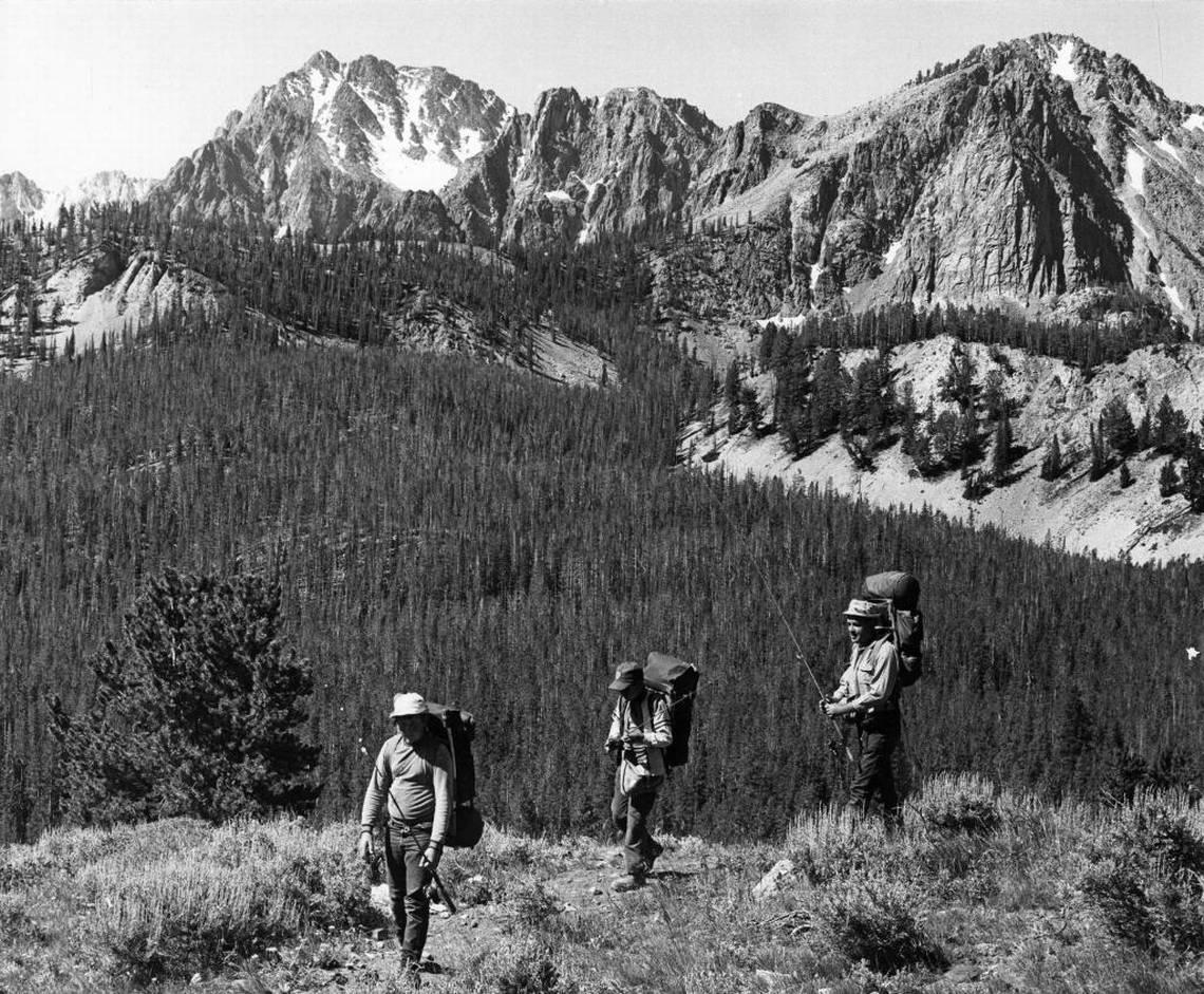 Frank Church, right, backpacks in Idaho. During the 16-year fight for wilderness designation, Church often took long trips into the backcountry he was fighting to protect to get a better sense of the land.