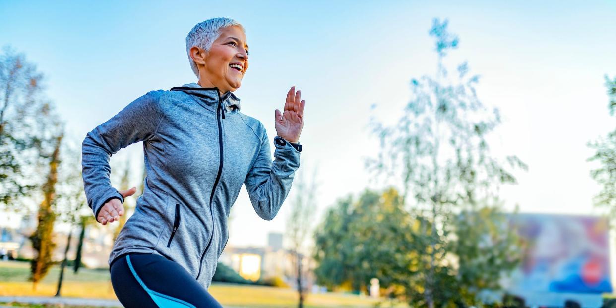 older woman running