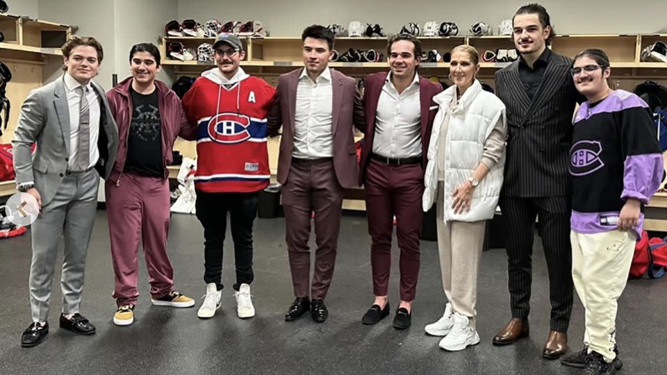 Celine Dion visited the Montreal Canadiens after their game against the Vegas Golden Knights. - celinedion/Instagram