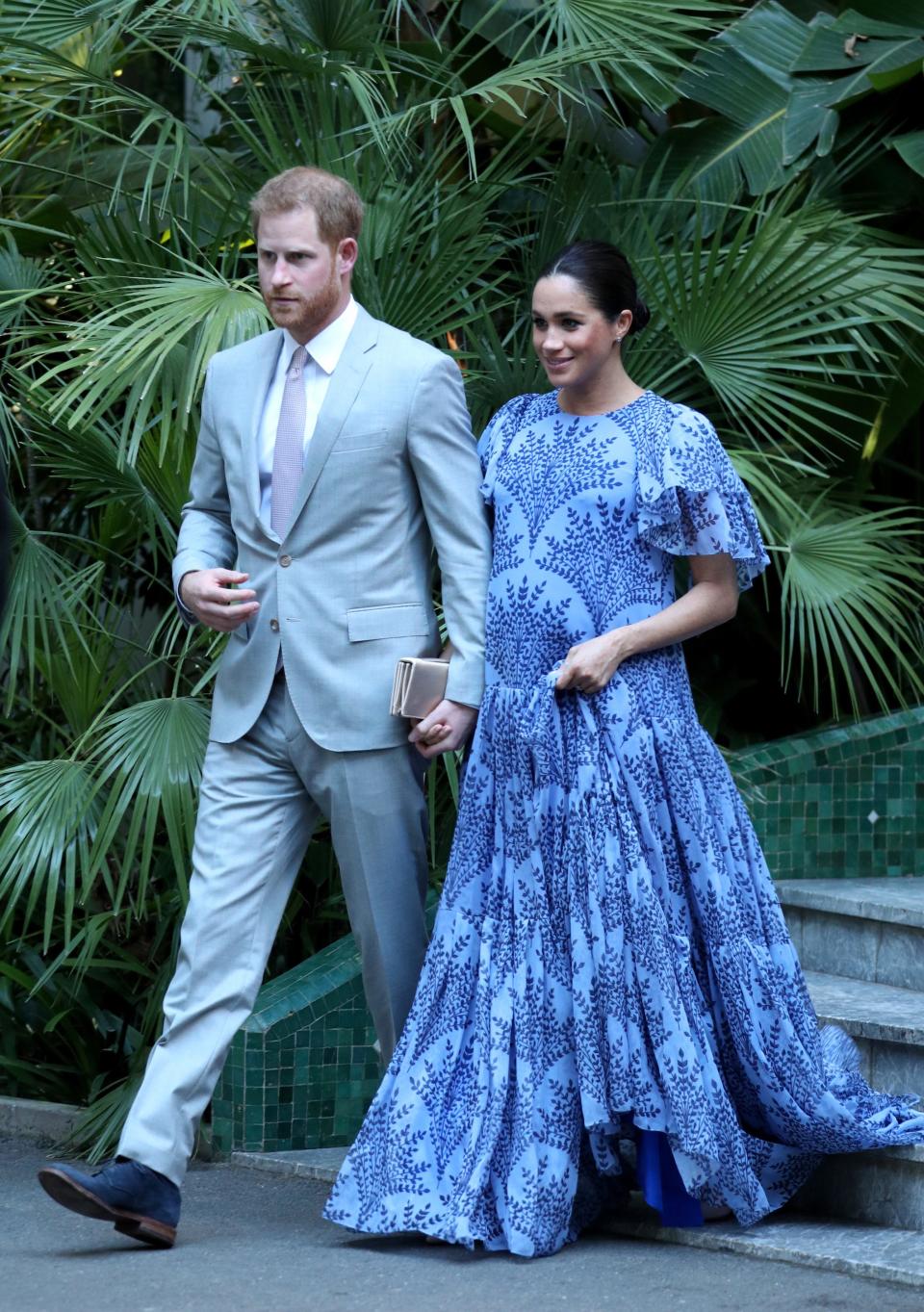 prince harry meghan markle morocco blue dress