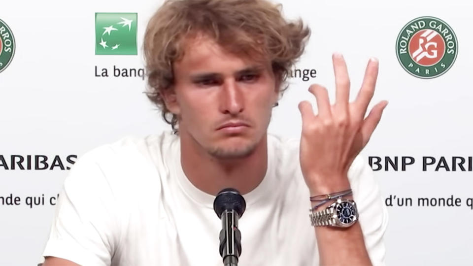 Alexander Zverev, pictured here during his post-match press conference.