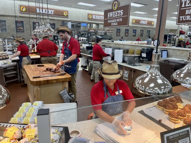 Employees making brisket sandwiches at Buc-ee's <p>Krista Marshall</p>
