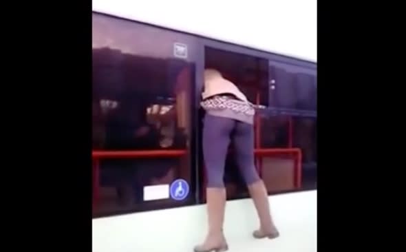 Woman climbs out of bus window to avoid ticket fare