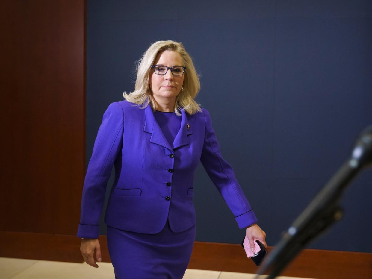 <p>Liz Cheney said the Republicans could not stand for truth if they upheld Donald Trump’s false claims he won the 2020 US election</p> (AP)