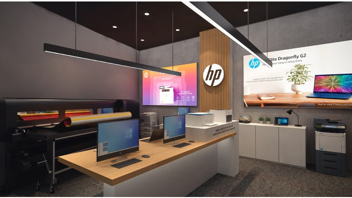  HP store displaying a selection of their products. 