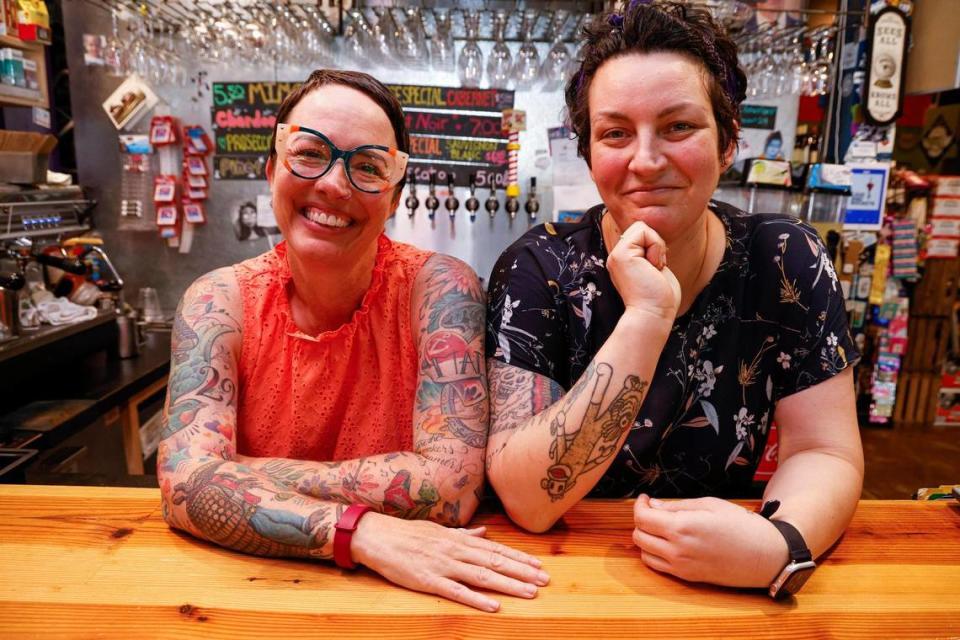 Cress Barnes, left, and Carley Englander at their East Frank Superette and Kitchen in Monroe, N.C., Thursday, Aug. 11, 2022.