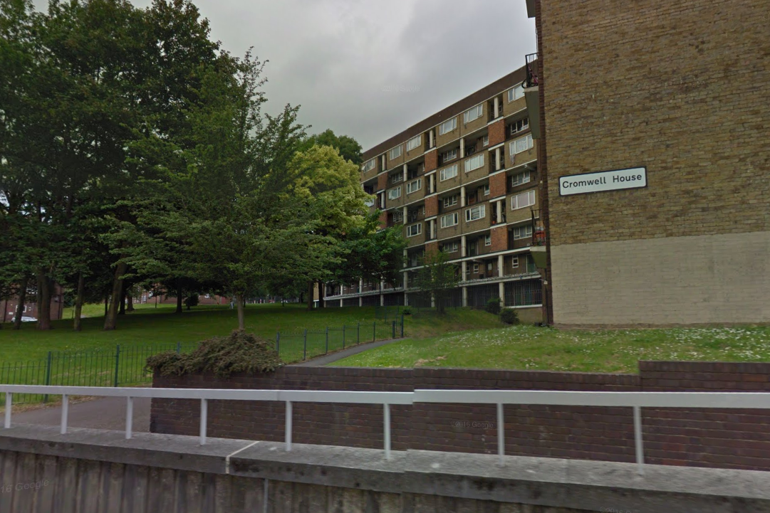 Police investigation: A man was seriously injured after he fell from a balcony in Cromwell House, Croydon: Google