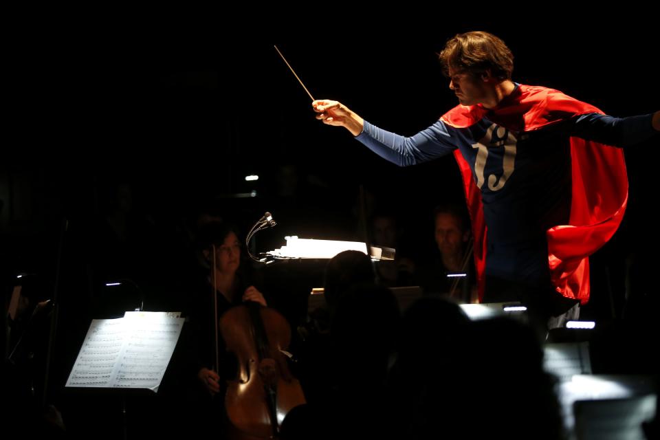 The Tallahassee Symphony Orchestra presented "Superhero Fortissimo Battles Dr. Dissonance!" with conductor Darko Butorac playing the superhero "Fortissimo."