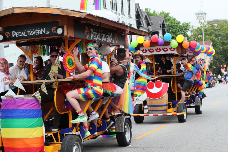 Milwaukee Pedal Taverns made their way along the parade route.