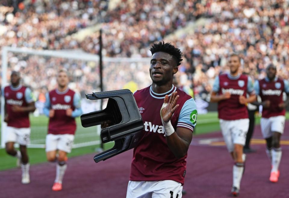 Mohammed Kudus celebrates a goal Photo by Alex Broadway/Getty Images)