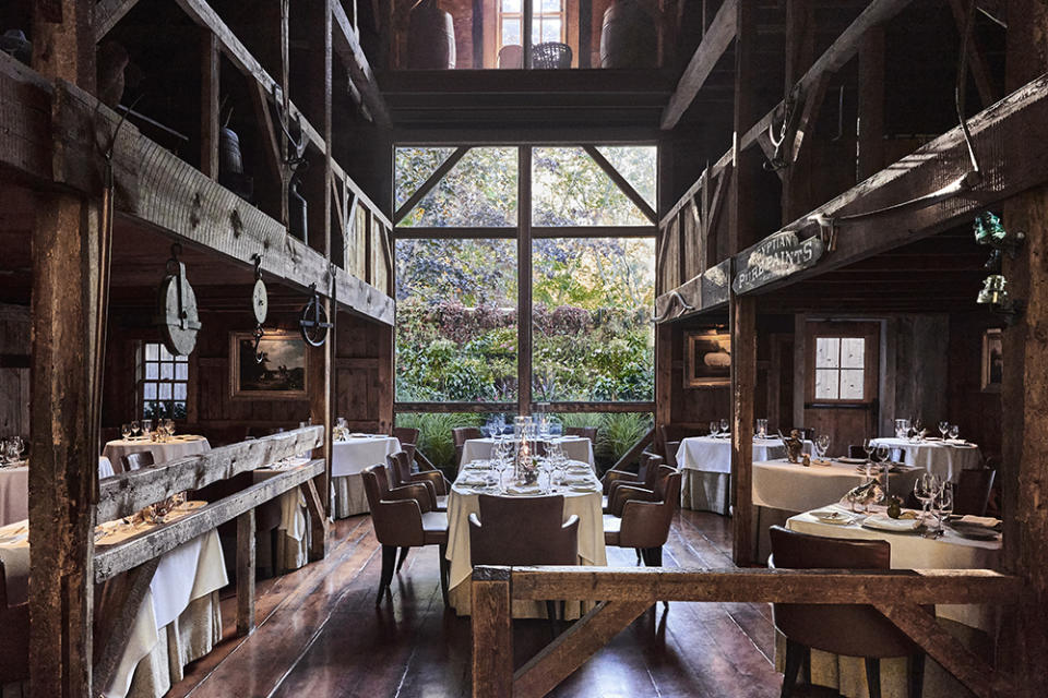 Inside the restaurant at the White Barn Inn.