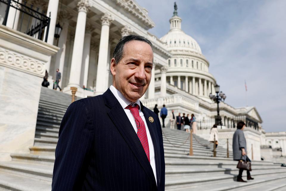 Rep. Jamie Raskin, D-Md., walks outside of the U.S. Capitol Building during a vote on legislation pertaining to TikTok on March 13, 2024 in Washington, DC.