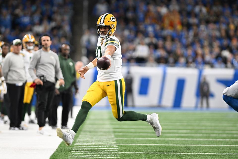 Green Bay Packers quarterback Jordan Love was efficient in the passing game on Thursday against the Detroit Lions but he also added 39 yards on three runs in the 29-22 win.