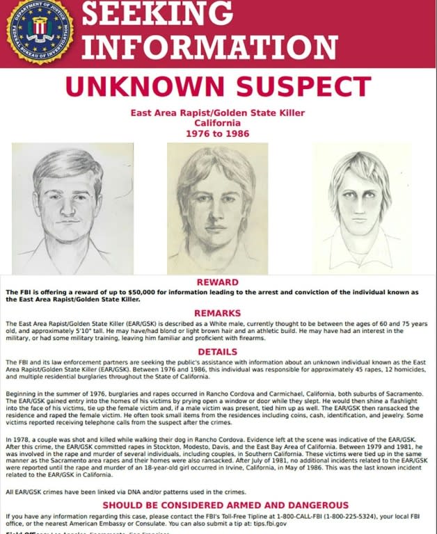 The FBI wanted poster for the 'Golden State Killer'